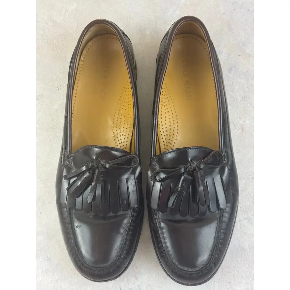 Cole Haan Burgundy Leather Tassel Loafer Men's Dress Shoes Size 9.5 D